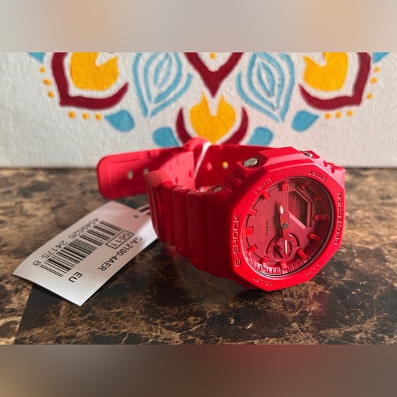 Casio OAK G-Shock GA2100-4AER 48.5mm Red Carbon Resin Case with Red Resin Band - Picture 4 of 8
